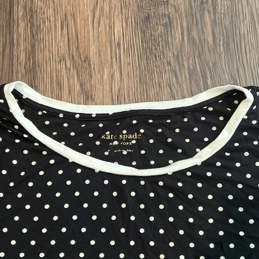 Kate Spade New York  polka Dot Black & White 1/2 Ruffle Sleeve Top Blouse S-CH